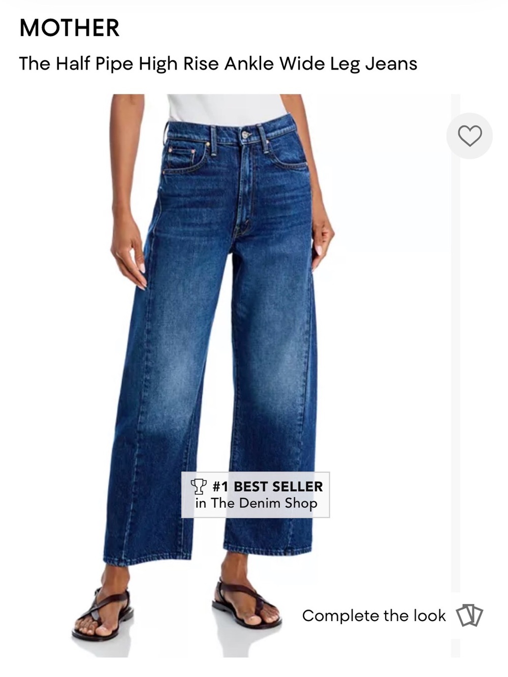 The Half Pipe High Rise Ankle Wide Leg Jeans - Like New